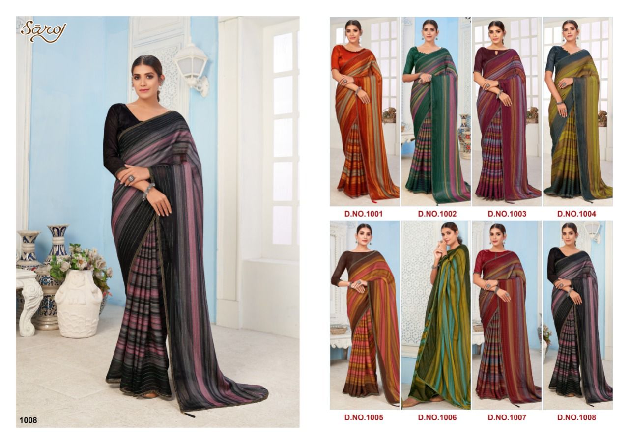 Saroj Naazia Fancy Casual Daily Wear Georgette Printed Saree Collection